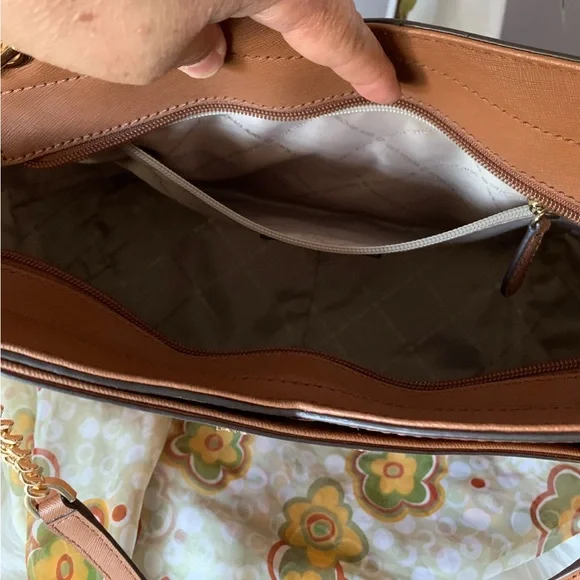 Michael Kors Brown Leather Tote with Gold Accents - Picture 10 of 10